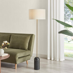 Furniturebox Uk Joceline Black Marble Standing Floor Lamp - thumbnail 1