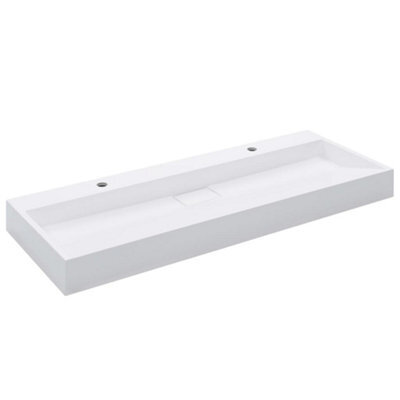 Berkfield Chic Wash Basin 120X46X11 Cm Mineral Cast/marble Cast White - image 1