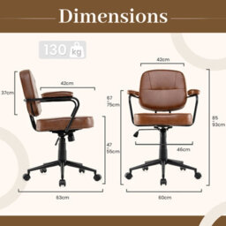 Gainoom Faux Leather Office Chair Brown Mid Century Modern Upholstered Chair - thumbnail 2
