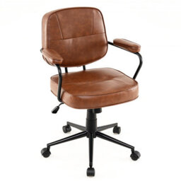 Gainoom Faux Leather Office Chair Brown Mid Century Modern Upholstered Chair