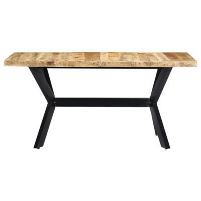 Berkfield Industrial Dining Table 160X80X75 Cm Solid Rough Mango Wood - image 1
