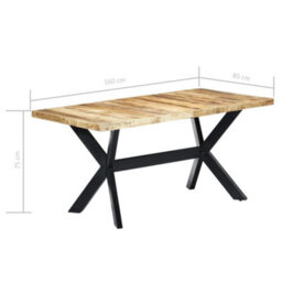 Berkfield Industrial Dining Table 160X80X75 Cm Solid Rough Mango Wood - thumbnail 7