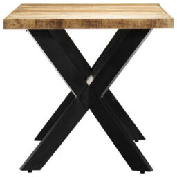 Berkfield Industrial Dining Table 160X80X75 Cm Solid Rough Mango Wood - thumbnail 3