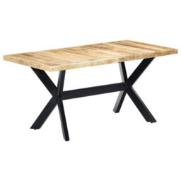 Berkfield Industrial Dining Table 160X80X75 Cm Solid Rough Mango Wood - thumbnail 2