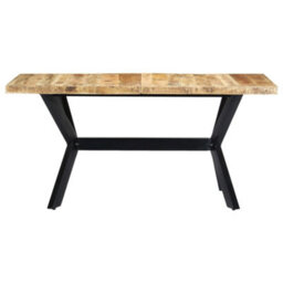 Berkfield Industrial Dining Table 160X80X75 Cm Solid Rough Mango Wood - thumbnail 1