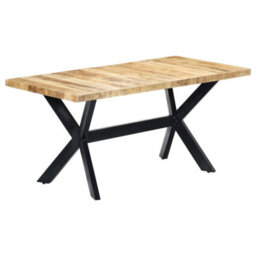 Berkfield Industrial Dining Table 160X80X75 Cm Solid Rough Mango Wood - thumbnail 9