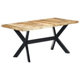 Berkfield Industrial Dining Table 160X80X75 Cm Solid Rough Mango Wood - thumbnail 8