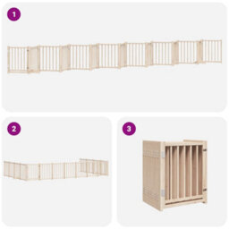 Walplus Poplar Wood Dog Gate With Door Foldable 15 Panels 750 Cm - thumbnail 6