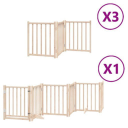 Walplus Poplar Wood Dog Gate With Door Foldable 15 Panels 750 Cm - thumbnail 2