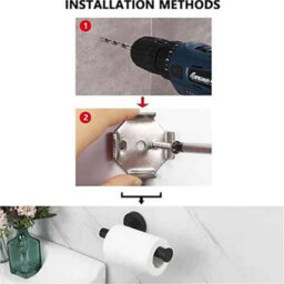 Toilet Paper Holder Matte Black Stainless Steel Wall Mounted Toilet Roll Holder - thumbnail 6