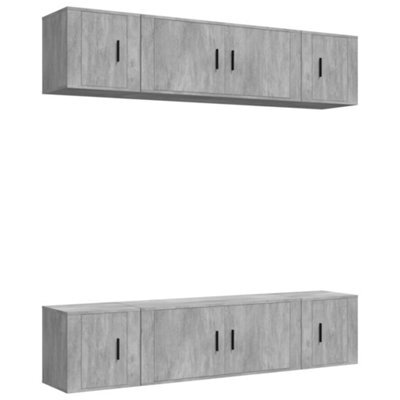 Berkfield Classic 6 Piece Tv Cabinet Set Concrete Grey Engineered Wood - image 1