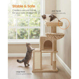 Songmics Cat Climbing Tower, Feline Activity Tree With Widened Perch For Large Cats, Camel Brown - thumbnail 6