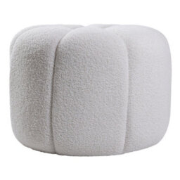 Living And Home Round Flower Shape White Upholstered Footstool Dia 520 X H 390 mm - thumbnail 2