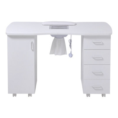 Darphe White Manicure Table With Dust Collector And 4 Drawers, 120Cm W X 45Cm D X 80Cm H - image 1
