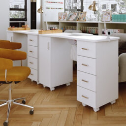 Darphe White Manicure Table With Dust Collector And 4 Drawers, 120Cm W X 45Cm D X 80Cm H - thumbnail 2