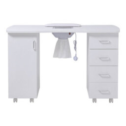 Darphe White Manicure Table With Dust Collector And 4 Drawers, 120Cm W X 45Cm D X 80Cm H - thumbnail 3