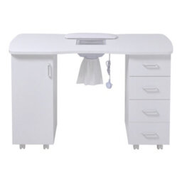 Darphe White Manicure Table With Dust Collector And 4 Drawers, 120Cm W X 45Cm D X 80Cm H - thumbnail 1