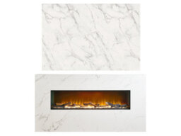 Acantha Bloc Pre-Built Fully Inset Media Wall Suite & Tv Board In White Marble Effect - thumbnail 2