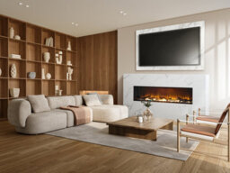 Acantha Bloc Pre-Built Fully Inset Media Wall Suite & Tv Board In White Marble Effect - thumbnail 5
