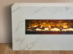 Acantha Bloc Pre-Built Fully Inset Media Wall Suite & Tv Board In White Marble Effect - thumbnail 4