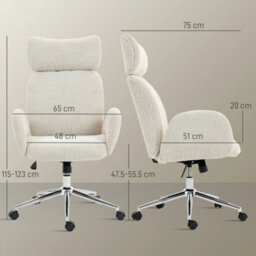 Light Grey Desk Chair With Adjustable Headrest, Spring Pack, Office Chair - thumbnail 2