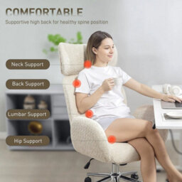 Light Grey Desk Chair With Adjustable Headrest, Spring Pack, Office Chair - thumbnail 3