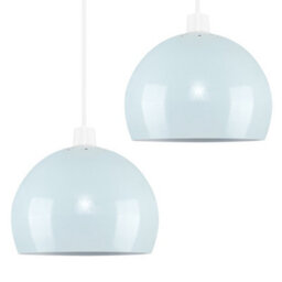 Valuelights Pair Of Mini Retro Gloss Pale Blue Arco Style Dome Ceiling Light Shades (D)20Cm - thumbnail 1