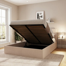 Gfw End Lift Ottoman Bed 150Cm Velvet Natural King Size - thumbnail 3