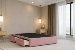 "Nexus Kyoto Plush Divan, Pink, 26"" Headboard, 4 Drawers, Open Coil Mattress, Double" - thumbnail 4