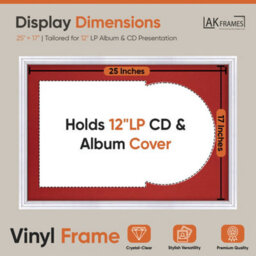 "AK Frames 25X17"" White Step Vinyl Record Frame With Crimson Mount For 12 Inch Lp Cover & Disc - Overlapped Design" - thumbnail 2