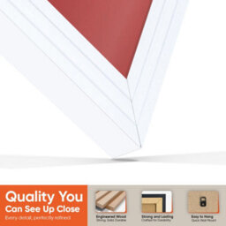 "AK Frames 25X17"" White Step Vinyl Record Frame With Crimson Mount For 12 Inch Lp Cover & Disc - Overlapped Design" - thumbnail 3