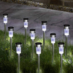 Geezy 10 Pieces Solar Lights Outdoor Garden Solar Stake Lights Patio Pathway Lighting - thumbnail 2
