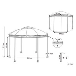 Beliani Gazebo Safara Metal 368 Cm 368 Cm Beige - thumbnail 3