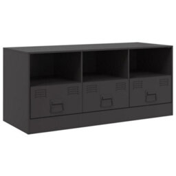 Berkfield Sturdy Tv Cabinet Black 99X39X44 Cm Steel - thumbnail 1