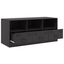 Berkfield Sturdy Tv Cabinet Black 99X39X44 Cm Steel - thumbnail 7