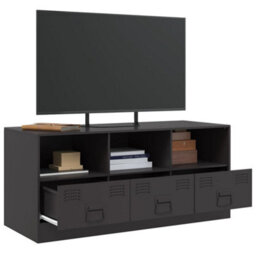 Berkfield Sturdy Tv Cabinet Black 99X39X44 Cm Steel - thumbnail 5