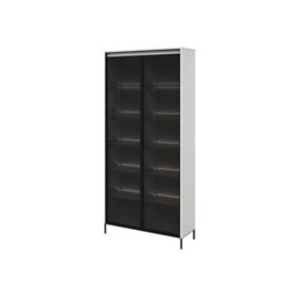 Arte Trend 07 Tall Display Cabinet  In White Matt - Partially Glassed & Push-To-Open With Led - W920mm X H1960mm X D340mm - thumbnail 1