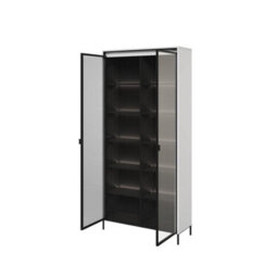 Arte Trend 07 Tall Display Cabinet  In White Matt - Partially Glassed & Push-To-Open With Led - W920mm X H1960mm X D340mm - thumbnail 2