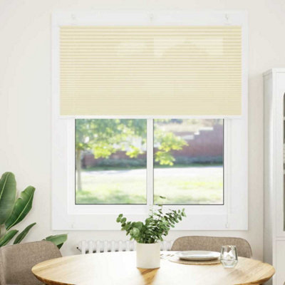 Berkfield Modern Pleated Blind Cream 115X150 Cm Fabric Width 114.4 Cm Polyester