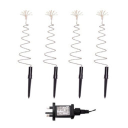 Samuel Alexander 30Cm Set Of 4 Light Up Silver Spiral Shaped Christmas Tree Garden Path Lights With 200 White Leds - thumbnail 9