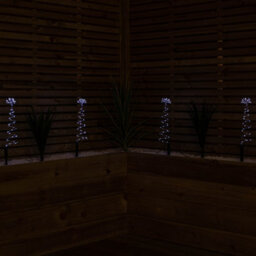 Samuel Alexander 30Cm Set Of 4 Light Up Silver Spiral Shaped Christmas Tree Garden Path Lights With 200 White Leds - thumbnail 5