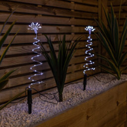 Samuel Alexander 30Cm Set Of 4 Light Up Silver Spiral Shaped Christmas Tree Garden Path Lights With 200 White Leds - thumbnail 3