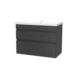 Nes Home Wall Hung Dark Grey 800mm 2 Drawers Vanity Unit & Basin Sink - thumbnail 6