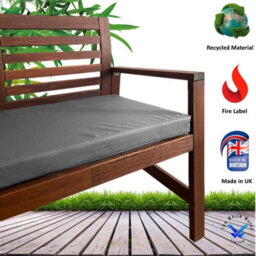 TheWhiteWater Limited Garden Bench Cushion - Patio Pub Furniture Bench Seat Pad - Weather & Waterproof Fabric - 2 Seater - Grey - thumbnail 3