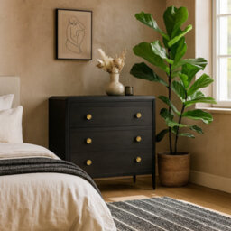 Wyld Haus Verona Black Oak Three-Drawer Chest With Brass Handles - thumbnail 2