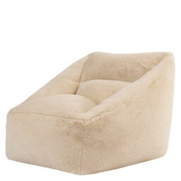 icon Natalia Bean Bag Armchair And Round Footstool, Rabbit Faux Fur Light Grey - thumbnail 4