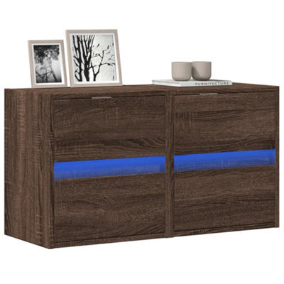 Berkfield Tv Wall Cabinets With Led Lights 2 Pcs Brown Oak 41X31X45 Cm - image 1