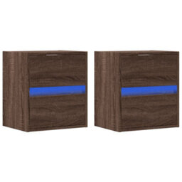 Berkfield Tv Wall Cabinets With Led Lights 2 Pcs Brown Oak 41X31X45 Cm - thumbnail 3