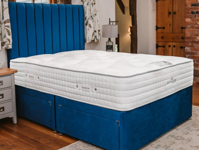 Divan Base Direct Sophia Briar-Rose Noemie 1000 Pocket Sprung Natural Cotton Tencel Divan Bed Set 2Ft6 Small Single 2 Drawers Side - Plush Marine - image 1