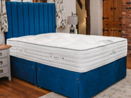 Divan Base Direct Sophia Briar-Rose Noemie 1000 Pocket Sprung Natural Cotton Tencel Divan Bed Set 2Ft6 Small Single 2 Drawers Side - Plush Marine - thumbnail 1